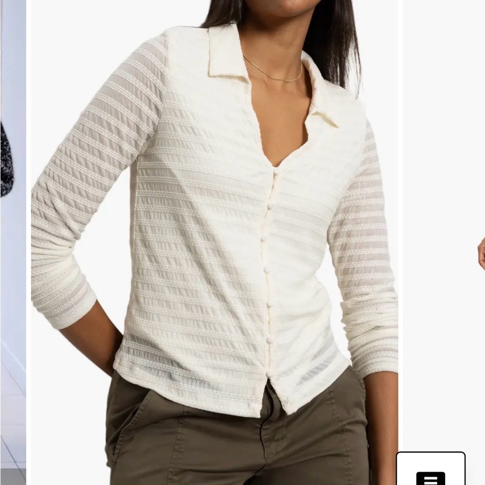 Anthropologie Sanctuary Ivory Button Front Textured Shirt